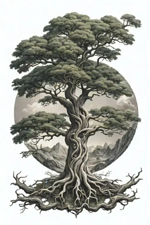 Yggdrasil tree tattoo design idea