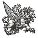 A fine line lion and eagle in a fierce battle, symbolizing strength and power tattoo design idea