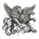 A fine line lion and eagle in a fierce battle, symbolizing strength and power tattoo design idea