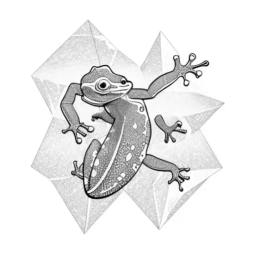 gecko climbing ice polygon  tattoo design idea