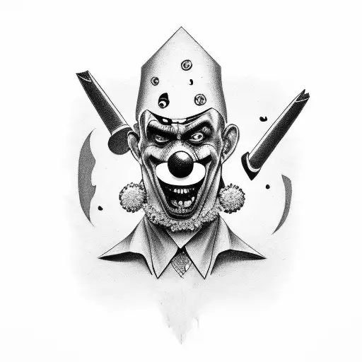 sadistic group of clowns  tattoo design idea