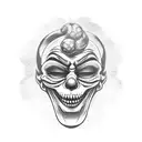 Evil clown juggling skulls tattoo design idea