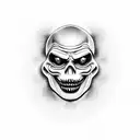 Evil clown juggling skulls tattoo design idea