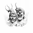 sadistic group of clowns  tattoo design idea