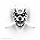 Evil clown face morphing into a skull tattoo design idea