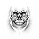 Evil clown face morphing into a skull tattoo design idea