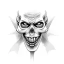 Evil clown face morphing into a skull tattoo design idea