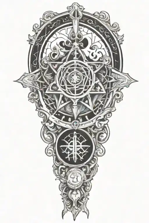 fantasy book sleeve inspired by brandon sanderson with thr symbol for the bondsmith tattoo design idea