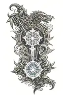 a sleeve with the symbol for the bondsmith from Stormlight Archieves and incorporates other fantasy book elements tattoo design idea