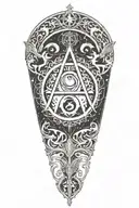 fantasy book sleeve inspired by brandon sanderson with thr symbol for the bondsmith tattoo design idea