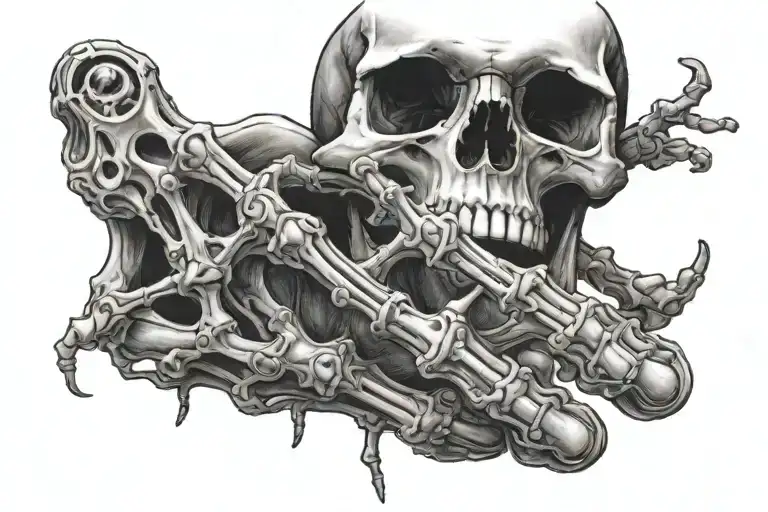 skeleton hand holding tattoo design idea