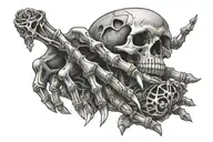 skeleton hand holding tattoo design idea