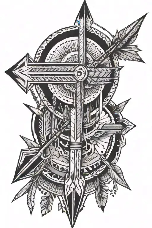 Native American arrow  tattoo design idea