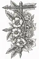 NATIVE AMERICAN ARROW WITH 2 CARNATION FLOWERS AND 1 LARKSPUR FLOWER AND 1 GLADIOLUS FLOWER tattoo design idea