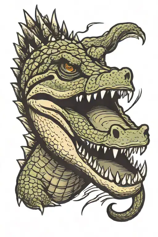tough crocodile with a stern look tattoo design idea