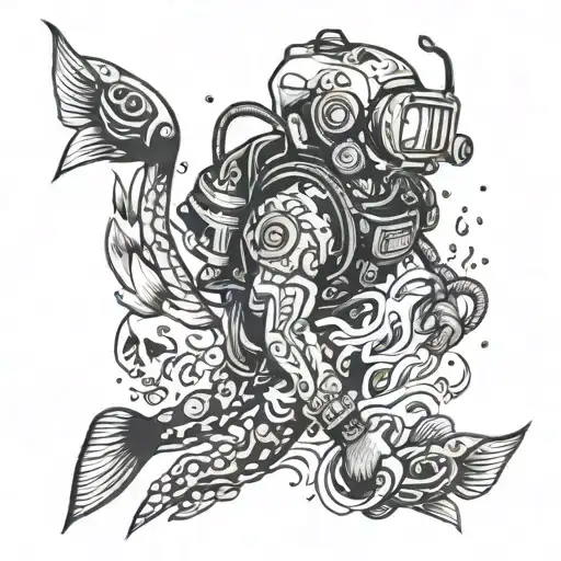 scuba diving tattoo design idea