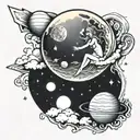 venus planet, moon, trust the process, 11 11, clouds, stars  tattoo design idea