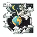 venus planet, moon, trust the process, 11 11, clouds, stars  tattoo design idea