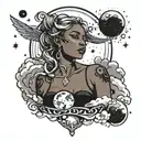 venus planet, moon, trust the process, 11 11, clouds, stars  tattoo design idea