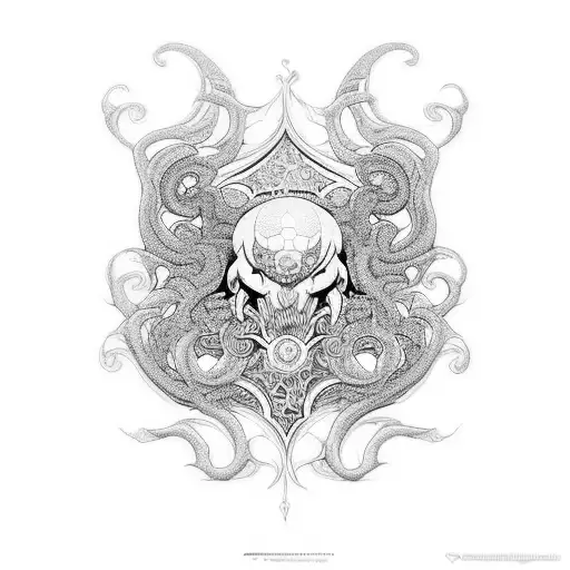 Combine neo traditional and art nouveau elements to design a black-grey tattoo inspired by the intricate patterns found in Japanese tattoos. tattoo design idea