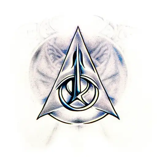 deathly hallows from Harry Potter combined with trident from Percy Jackson  tattoo design idea