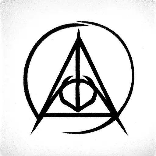 deathly hallows from Harry Potter iced with Percy Jackson trident tattoo design idea