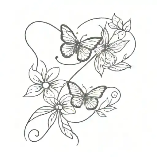 motivational phrase and flowers and butterflies tattoo design idea