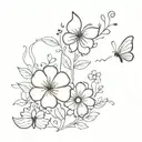 motivational phrase and flowers and butterflies tattoo design idea