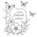 motivational phrase and flowers and butterflies tattoo design idea