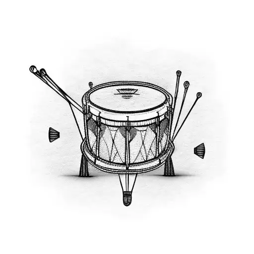 snare drum with drumsticks tattoo design idea