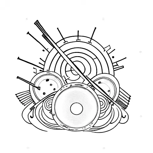 snare drum with drumsticks tattoo design idea