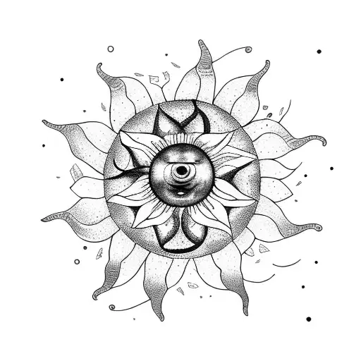 snake moon sun flowers stars  tattoo design idea
