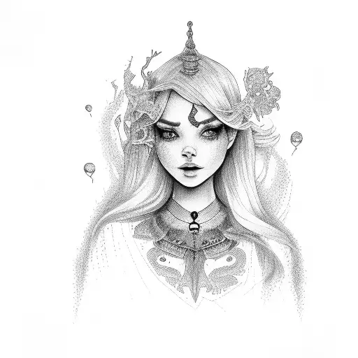 Arielle angel tattoo design idea