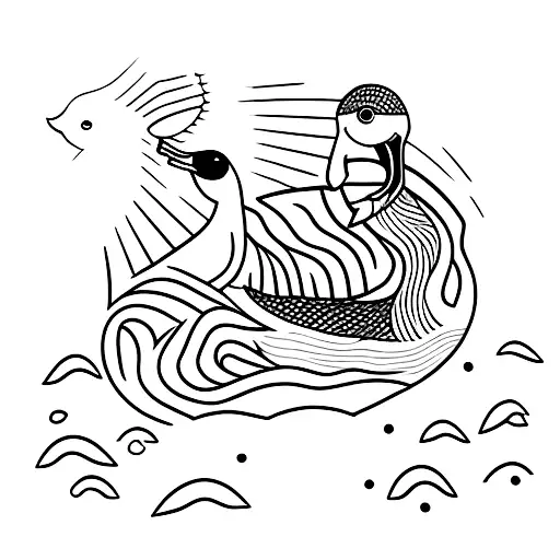 duck and duckling tattoo design idea