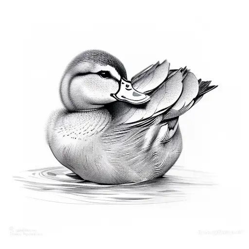 duck and duckling tattoo design idea
