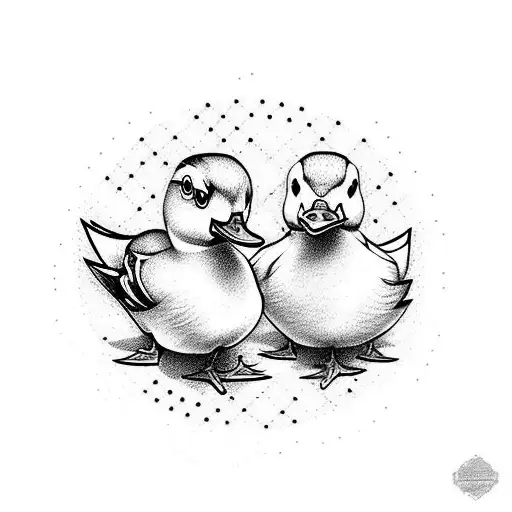 duck and duckling tattoo design idea