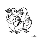 duck and duckling tattoo design idea