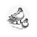 duck and duckling tattoo design idea