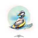 duck and duckling tattoo design idea