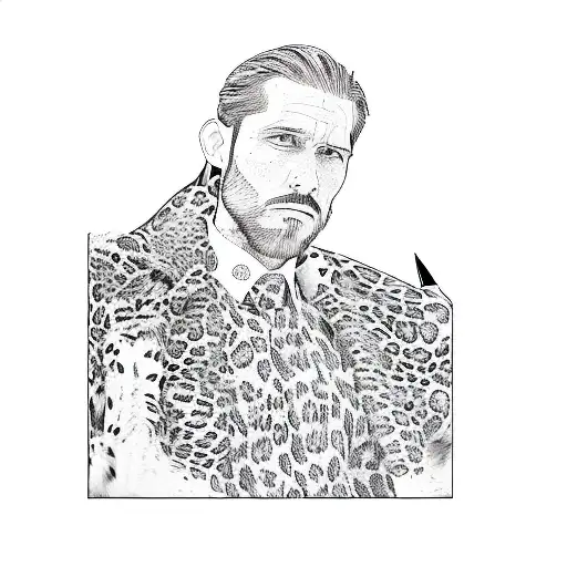 a man in a leopard print suit tattoo design idea