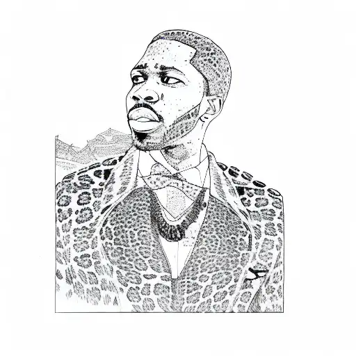 a black man in a leopard print suit tattoo design idea