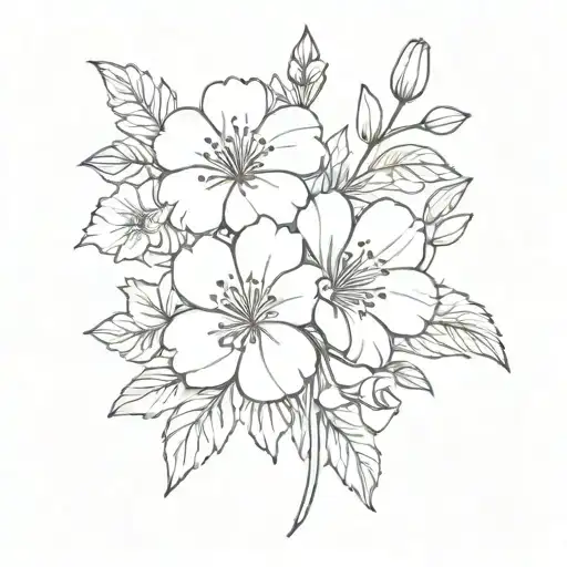 Small fine line bouquet tattoo with geranium,  gladiolus, dahlias,  poppies, zinnia, lilies, and gardenia tattoo design idea