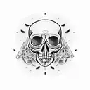 skull with mullet  tattoo design idea