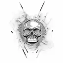 skull with mullet  tattoo design idea