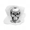 skull with mullet  tattoo design idea
