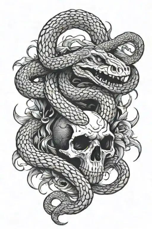 snake, dark, skeleton tattoo design idea
