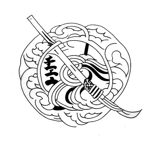 japanese sword, signify resilience, strength, power tattoo design idea
