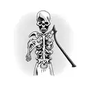 grim reaper looking forward, full body, holding an hourglass in his right hand and scythe in his left hand tattoo design idea