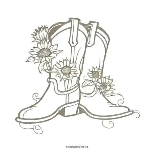 Cowboy boot with sunflowers and bluebonetts coming out of it tattoo design idea