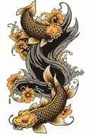 koi fish and dragon wrapped tattoo design idea